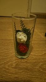 Handgemaakte kunstbloemen in glas/pot - Nieuw, Huis en Inrichting, Kunststof, Ophalen of Verzenden, Kaars, Minder dan 25 cm