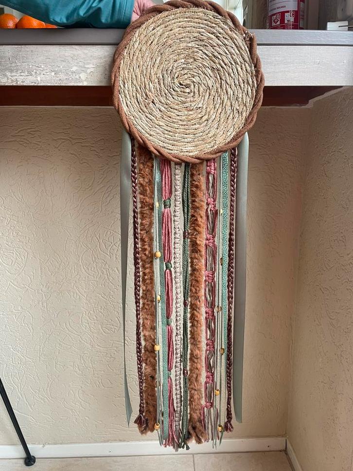 Unieke, supermooie wandhanger ( bruin, zand, koraal, groen,, Huis en Inrichting, Woonaccessoires | Wanddecoraties, Zo goed als nieuw