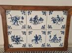 Delfts Blauw Tegeltableau met Houten Frame, Ophalen of Verzenden