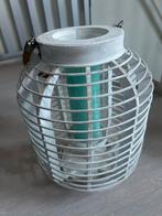 Lantaarn / windlicht met kaars, Ophalen, Zo goed als nieuw, Wit, Hout