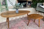 Ovale salontafels mangohout (Karwei Kumara), Ophalen, Mid century, speels, japandi, natuurlijk, Rond, 50 tot 100 cm