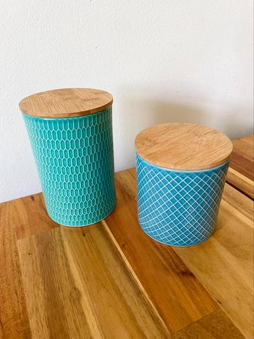 GRATIS OPHALEN voorraadpotten porselein blauw groen beschikbaar voor biedingen