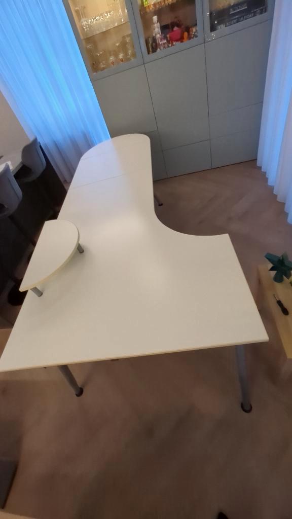 IKEA Galant Hoekbureau, wit, Huis en Inrichting, Bureaus, Gebruikt, Bureau, In hoogte verstelbaar, Ophalen