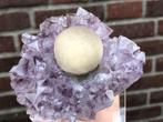 Botryoidal fluoriet met amethyst, Verzamelen, Mineralen en Fossielen, Ophalen of Verzenden
