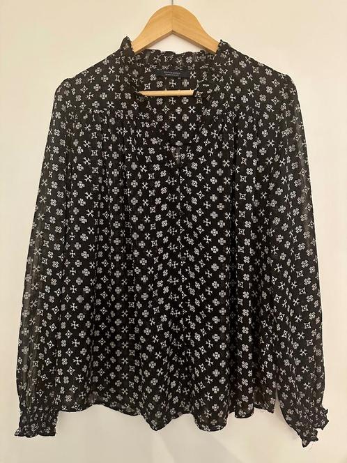 Maison Scotch blouse zwart met print (maat L – valt ruim), Kleding | Dames, Blouses en Tunieken, Zo goed als nieuw, Maat 46/48 (XL) of groter