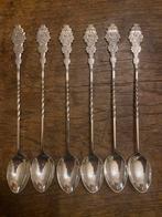 Set van 6 verzilverde lange lepels, hanekam izgst, Antiek en Kunst, Ophalen of Verzenden