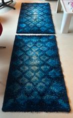 Vintage blauw space age vloerkleden, Gebruikt, 100 tot 150 cm, Blauw, Rechthoekig