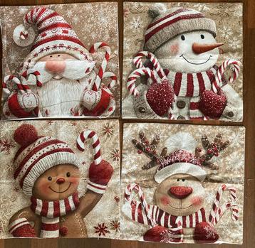 4 Kerst kussenhoezen kerstman rendier sneeuwpop gingerbread beschikbaar voor biedingen