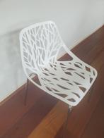 4 witte design/ moderne stoelen - kunststof, Huis en Inrichting, Stoelen, Ophalen, Kunststof, Wit, Zo goed als nieuw