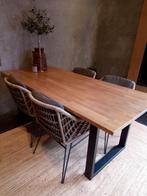 Eiken eetkamertafel eettafel stalen poot 200x90 moet weg, Huis en Inrichting, Tafels | Eettafels, Ophalen, 200 cm of meer, 50 tot 100 cm