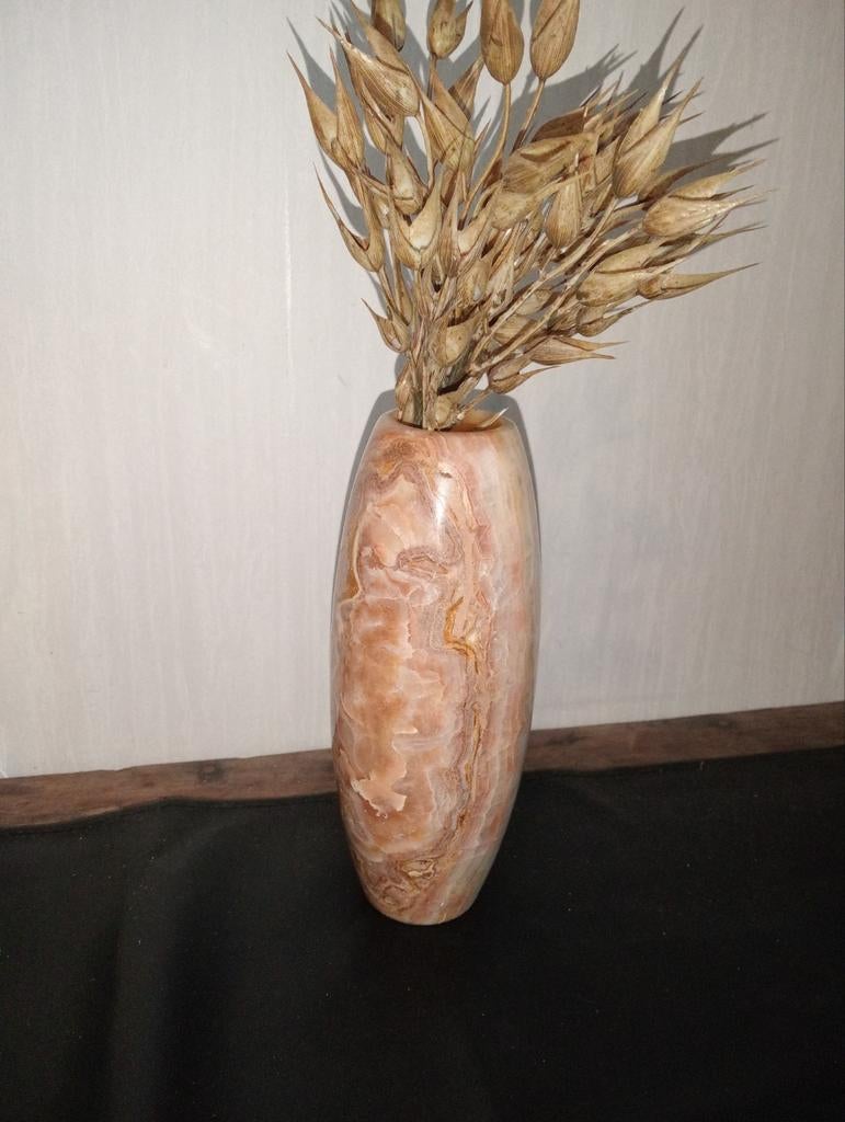 Oud vintage marmeren onyx vaasje, Steen, Gebruikt, Overige kleuren, Ophalen of Verzenden