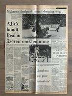 Voetbal krantenartikel Real Madrid Ajax april 1973, Verzamelen, Ophalen of Verzenden, Knipsel(s)