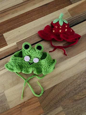 Kattenhoedjes mutsjes kikker & aardbei kawaii crochet beschikbaar voor biedingen
