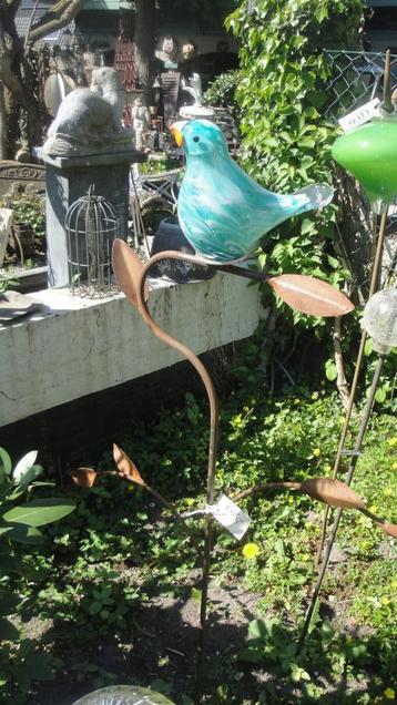 tuinprikker vogel van glas met metalen steker beschikbaar voor biedingen