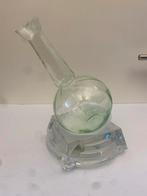 Groene Glazen Vaas op Glazen Voet - Decoratief Object SIPEK., Ophalen of Verzenden
