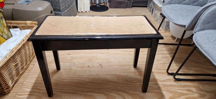 Vintage pianokruk met opbergruimte, Huis en Inrichting, Stoelen, Gebruikt, Eén, Hout, Stof, Zwart, Ophalen of Verzenden
