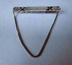 Zilverkleurige dasspeld met 2 kruisjes en kettinkje, Sieraden, Tassen en Uiterlijk, Manchetknopen, Verzenden, Gebruikt, Overige materialen