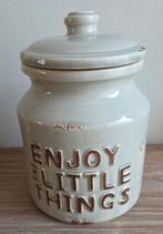 Emaile voorraadpot met tekst vintage industriëel, Ophalen, Zo goed als nieuw, Glas, Pot, Bus of Blik