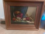 Olieverf schilderij van fruit op paneel in mooie lijst, Antiek en Kunst, Kunst | Schilderijen | Klassiek, Ophalen of Verzenden