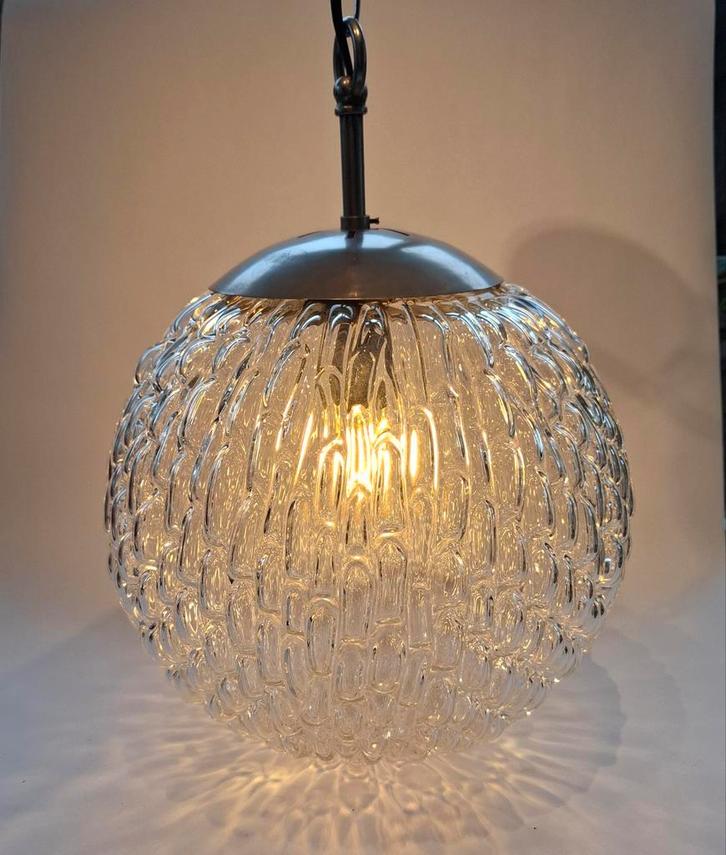 Grote Vintage Bollamp Doria Leuchten, Huis en Inrichting, Lampen | Hanglampen, Zo goed als nieuw, Minder dan 50 cm, Glas, Ophalen of Verzenden