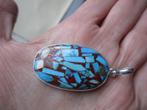 371/ 925 verzilverde copper turquoise hanger, Sieraden, Tassen en Uiterlijk, Kettinghangers, Overige voorstellingen, Blauw, Nieuw