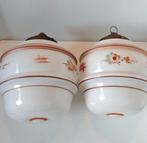 Paar oude vintage retro glazen hanglampen lamp lampen, Verzenden