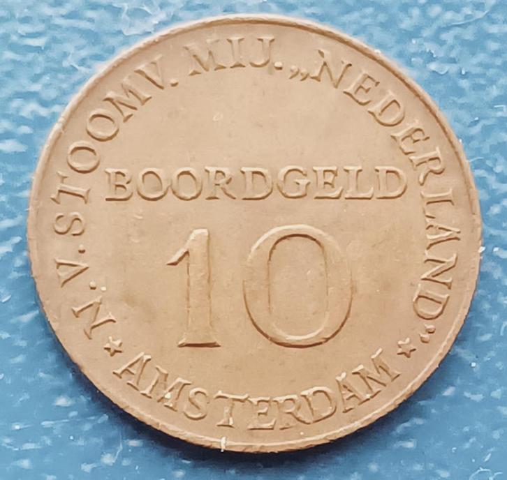 10 Boordgeld - Stoomvaart Maatschappij Nederland - 1947, Postzegels en Munten, Penningen en Medailles, Overige materialen, Nederland
