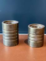 Vintage zware messing design kandelaars, Ophalen of Verzenden, Minder dan 25 cm