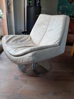 Wit leren lederen kuipstoel draaistoel fauteuil Manzoni, Ophalen, Gebruikt, 75 tot 100 cm, Leer