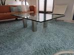 Glazen Salontafel met RVS Poten, Ophalen, Gebruikt, Glas, Modern