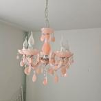 Roze Kroonluchter met Kristallen, Ophalen of Verzenden, Zo goed als nieuw, Glas, Romantisch
