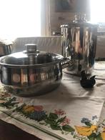 RVS Pasta/Aspergepan & mand;H 22 cm/Wijde Oogstpan;H 10,5 cm, Ophalen, Gebruikt, Rvs, Pannenset
