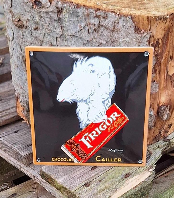 Emaille reclamebord, bordje Frigor Chocolat Cailler, Verzamelen, Merken en Reclamevoorwerpen, Nieuw, Reclamebord, Ophalen of Verzenden