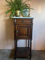 Vintage houten kastje met wit marmeren blad, Ophalen, Gebruikt