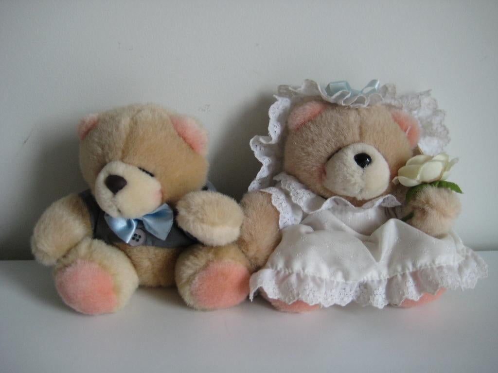 Forever Friends bruidspaar bruid en bruidegom 2 beren 13 cm, Ophalen of Verzenden, Zo goed als nieuw, Stoffen beer, Forever Friends