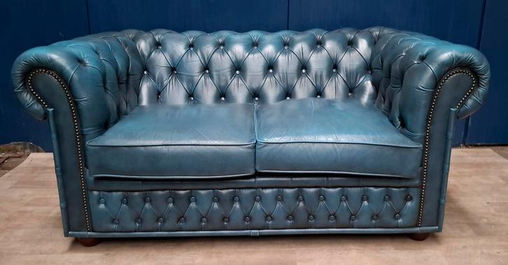 Chesterfield Centurion 2-zits blauw, Huis en Inrichting, Banken | Bankstellen, Gebruikt, Rechte bank, Tweepersoons, 150 tot 200 cm