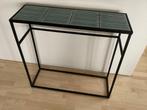 Sidetable zwart metalen onderstel met groen stenen blad, Huis en Inrichting, Tafels | Sidetables, Ophalen, 50 tot 100 cm, Zo goed als nieuw