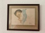 Vintage baby prent in lijst “Bessie Peage Gutmann”., Antiek en Kunst, Ophalen of Verzenden