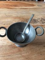 Oude tinnen pap kom en lepel, Antiek en Kunst, Antiek | Tin, Ophalen of Verzenden