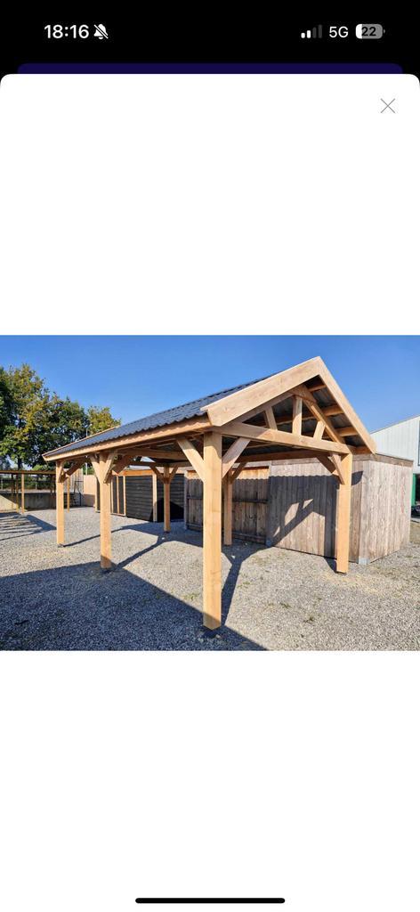 Veranda/schuur met Klassieke zadeldak overkapping880x410x340, Tuin en Terras, Overkappingen, Zo goed als nieuw, Veranda, Ophalen