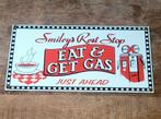 Emaille Bord Smiley's Rest Stop., Verzamelen, Ophalen of Verzenden, Gebruikt, Reclamebord