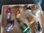 8 Antieke kerstballen gekleurde figuurtjes, Ophalen of Verzenden, Gebruikt