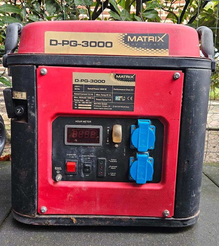 Matrix D-PG-3000 Silent Generator / Aggregaat 230V - 3000W, Doe-het-zelf en Verbouw, Aggregaten, Gebruikt, Benzine, Minder dan 5 kVA
