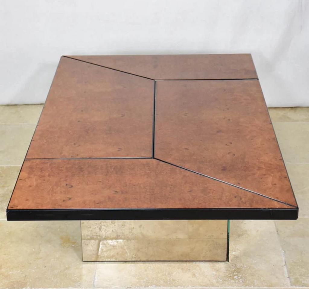 Moderne salontafel met houten blad, Huis en Inrichting, Tafels | Salontafels, Overige houtsoorten, Gebruikt, 50 tot 100 cm, Vierkant