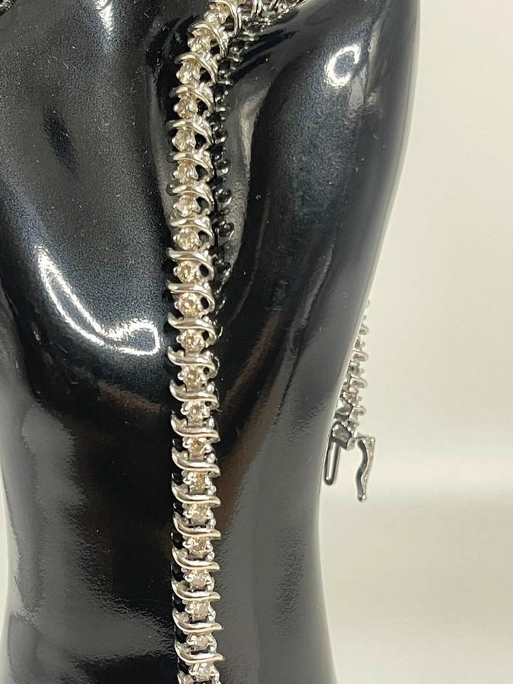 14k witgouden tennisarmband met 4,0 ct natuurlijke diamanten, Sieraden, Tassen en Uiterlijk, Armbanden, Nieuw, Goud, Wit, Met edelsteen