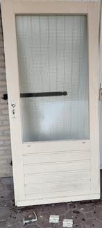 Hardhouten buitendeur met draadglas, Doe-het-zelf en Verbouw, Deuren en Horren, Ophalen, Zo goed als nieuw, Buitendeur, 200 tot 215 cm