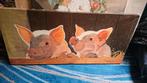 Schilderij met Varkens - 75x35 cm, Ophalen