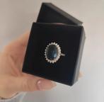 14 karaat ring met topaas en diamanten, Sieraden, Tassen en Uiterlijk, Ringen, Ophalen of Verzenden, Zo goed als nieuw, 17 tot 18