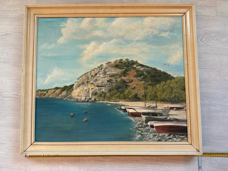 Olieverf schilderij “R. Koster” (gesigneerd) - Piscaderabaai, Antiek en Kunst, Kunst | Schilderijen | Klassiek, Ophalen