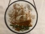Raamhanger met afbeelding zeilschip - vintage - glas in lood, Verzenden